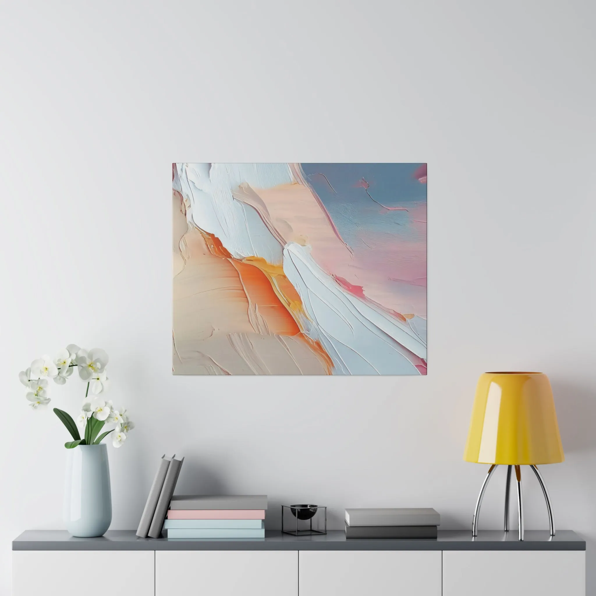 Abstract Canvas Wall Art | Sky Blue, Pink Beige Wall Artwork