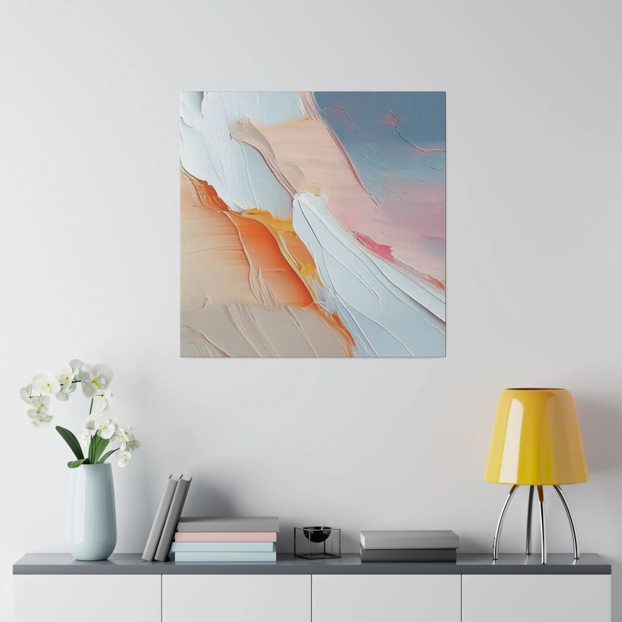 Abstract Canvas Wall Art | Sky Blue, Pink Beige Wall Artwork