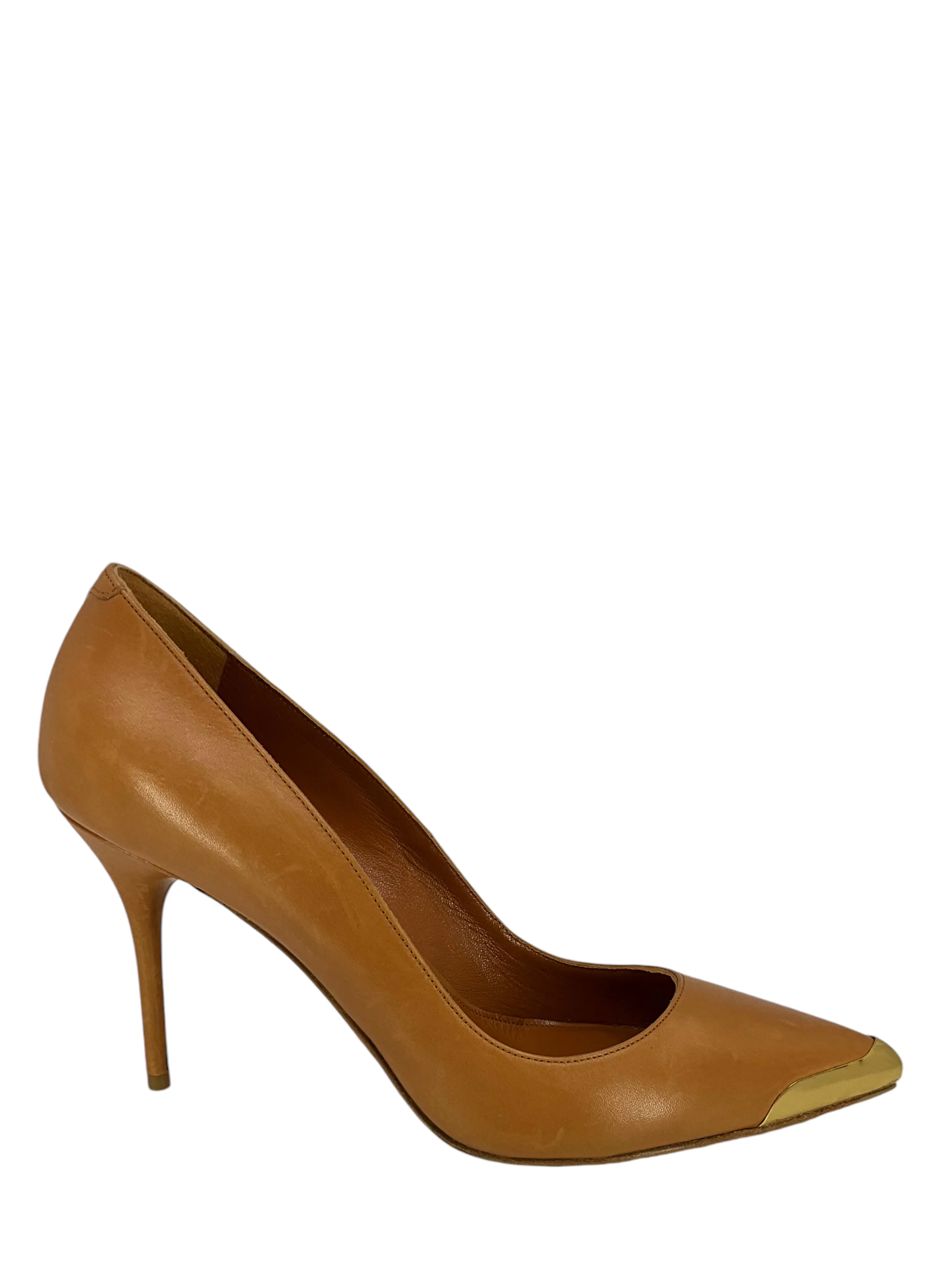 Alexander McQueen Leather Gold Cap Toe Pumps Size 7.5