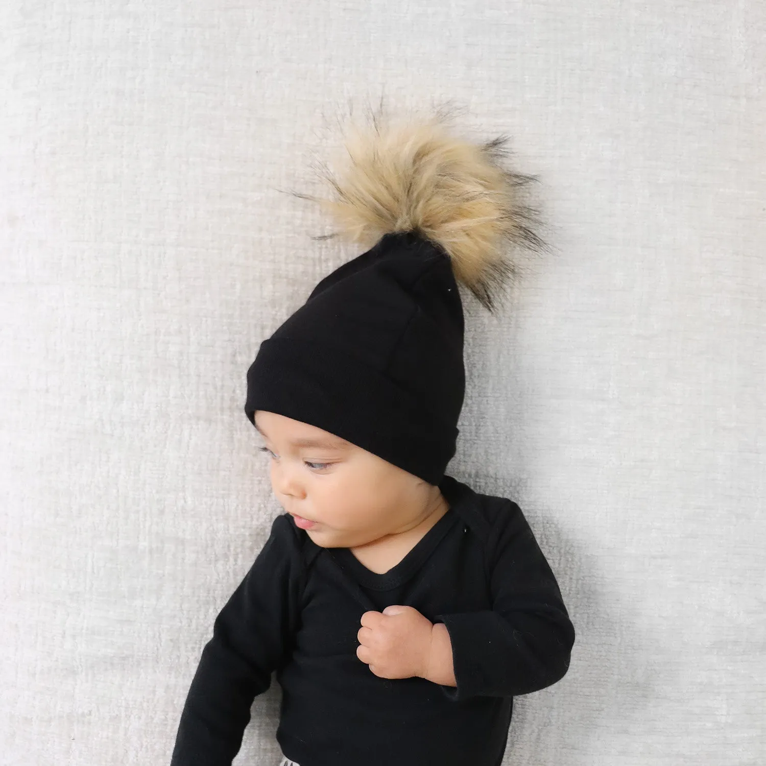 Baby Lightweight Fleece-Lined Winter Pom Pom Hat
