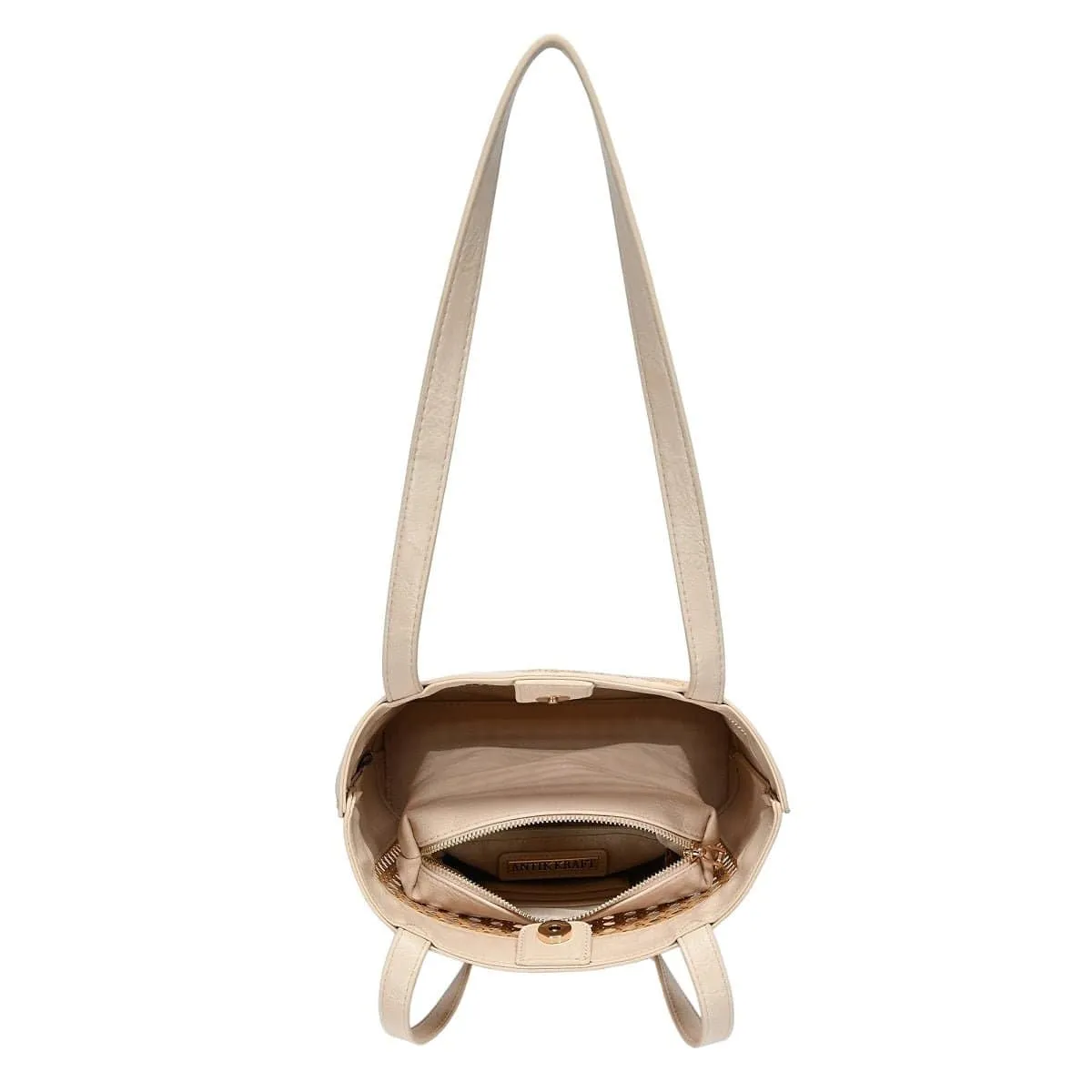 BGT4156 Rattan Leather trim Tote