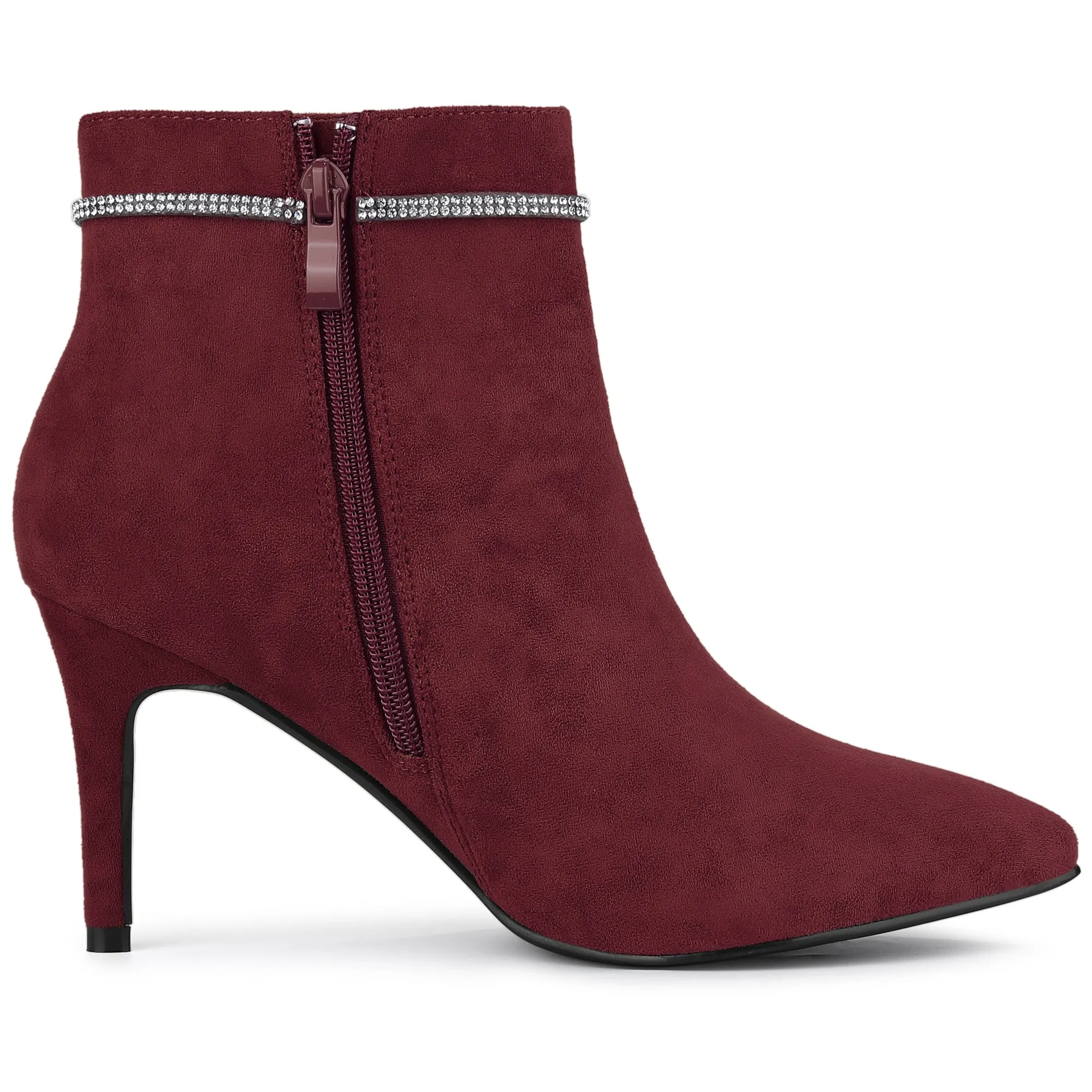 Bling Rhinestone Pointed Toe Stiletto Heel Ankle Boots