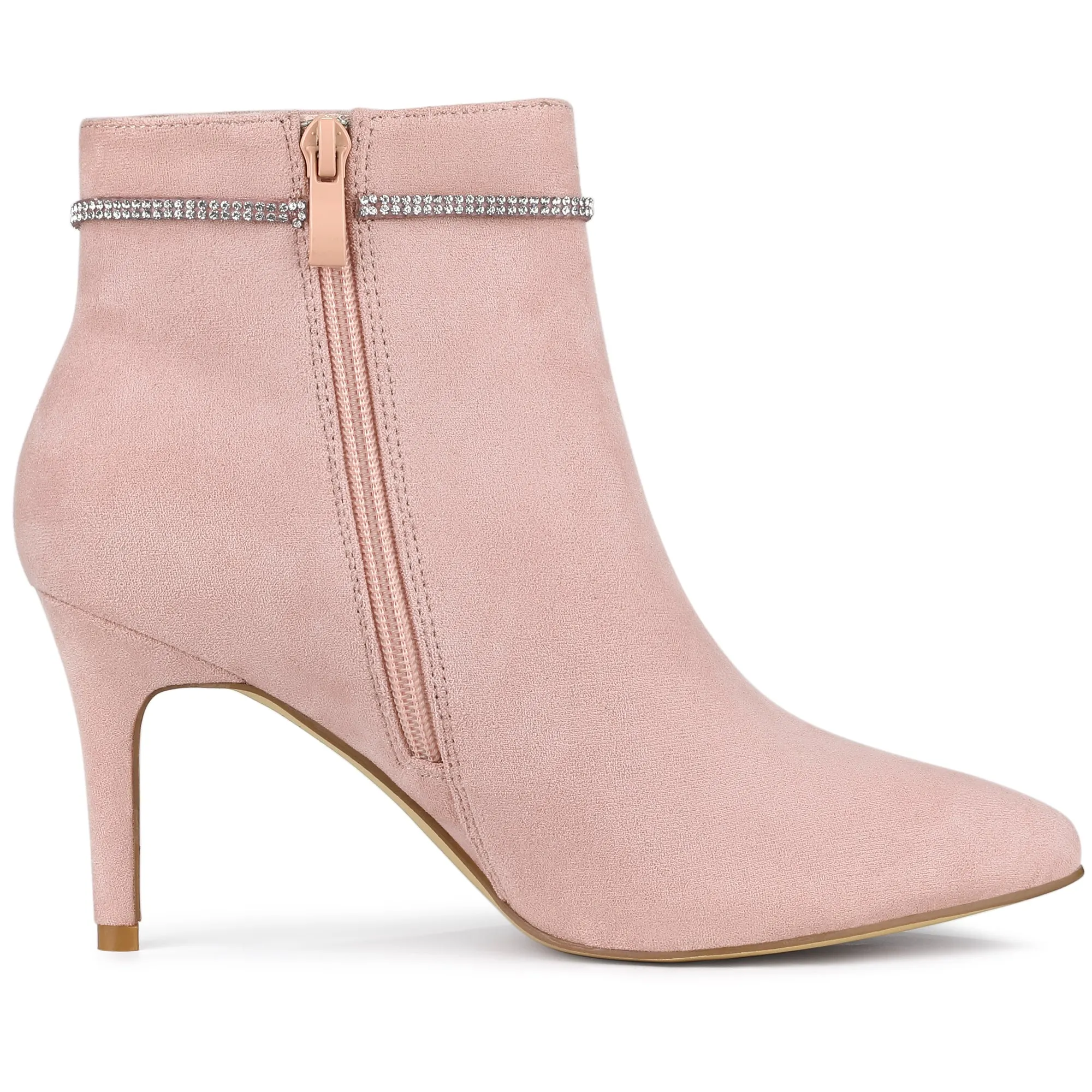 Bling Rhinestone Pointed Toe Stiletto Heel Ankle Boots