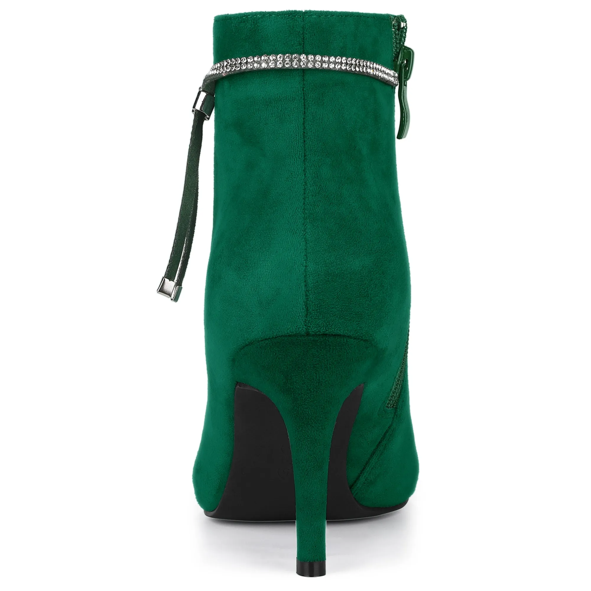 Bling Rhinestone Pointed Toe Stiletto Heel Ankle Boots