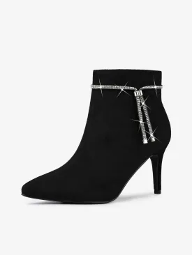 Bling Rhinestone Pointed Toe Stiletto Heel Ankle Boots