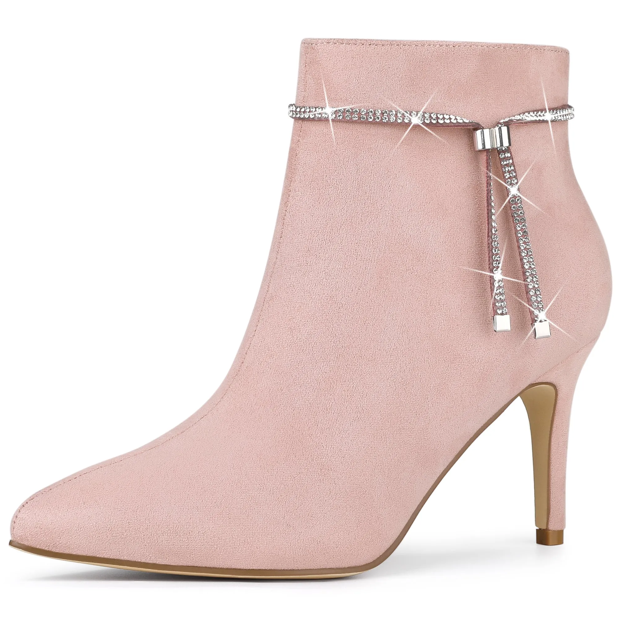 Bling Rhinestone Pointed Toe Stiletto Heel Ankle Boots