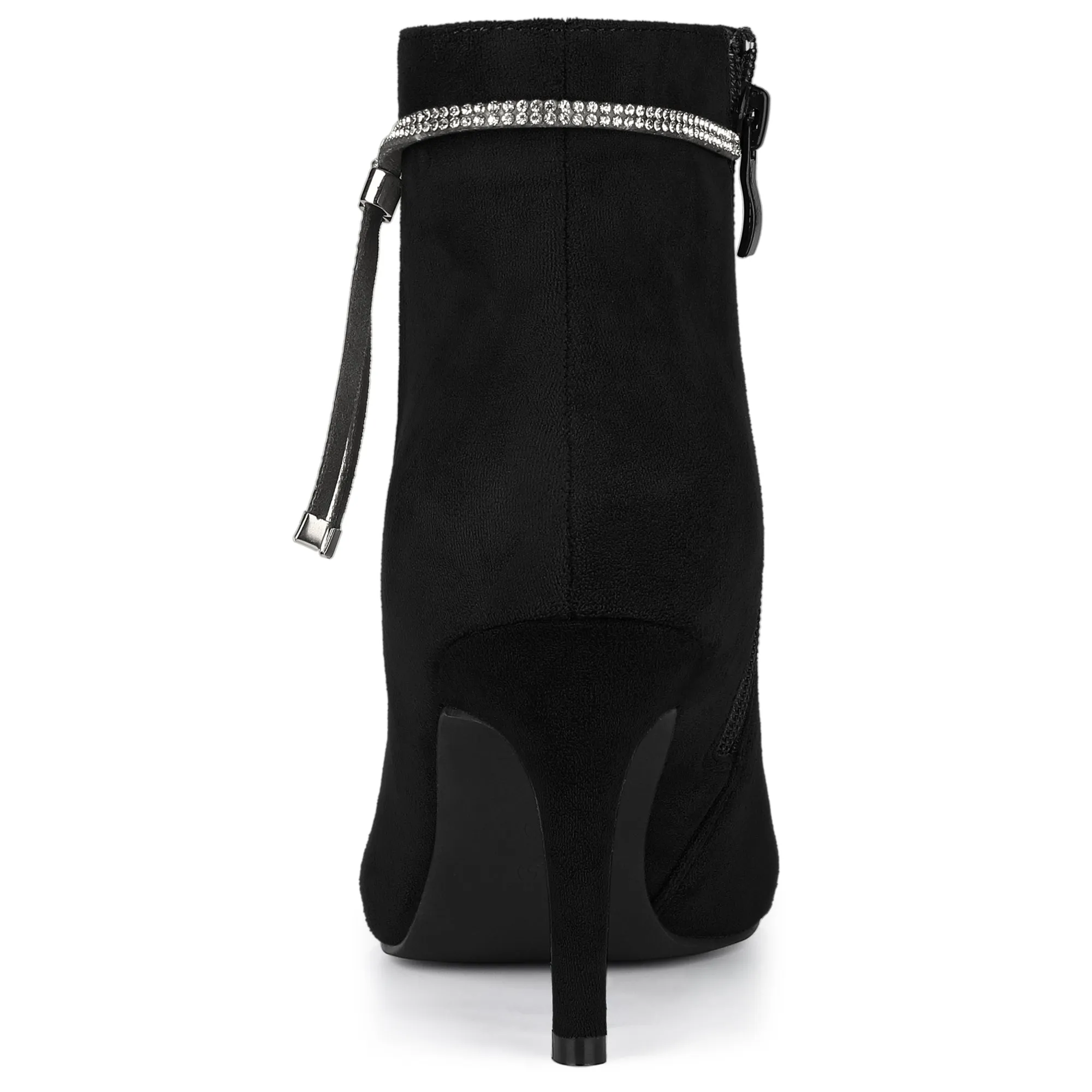Bling Rhinestone Pointed Toe Stiletto Heel Ankle Boots
