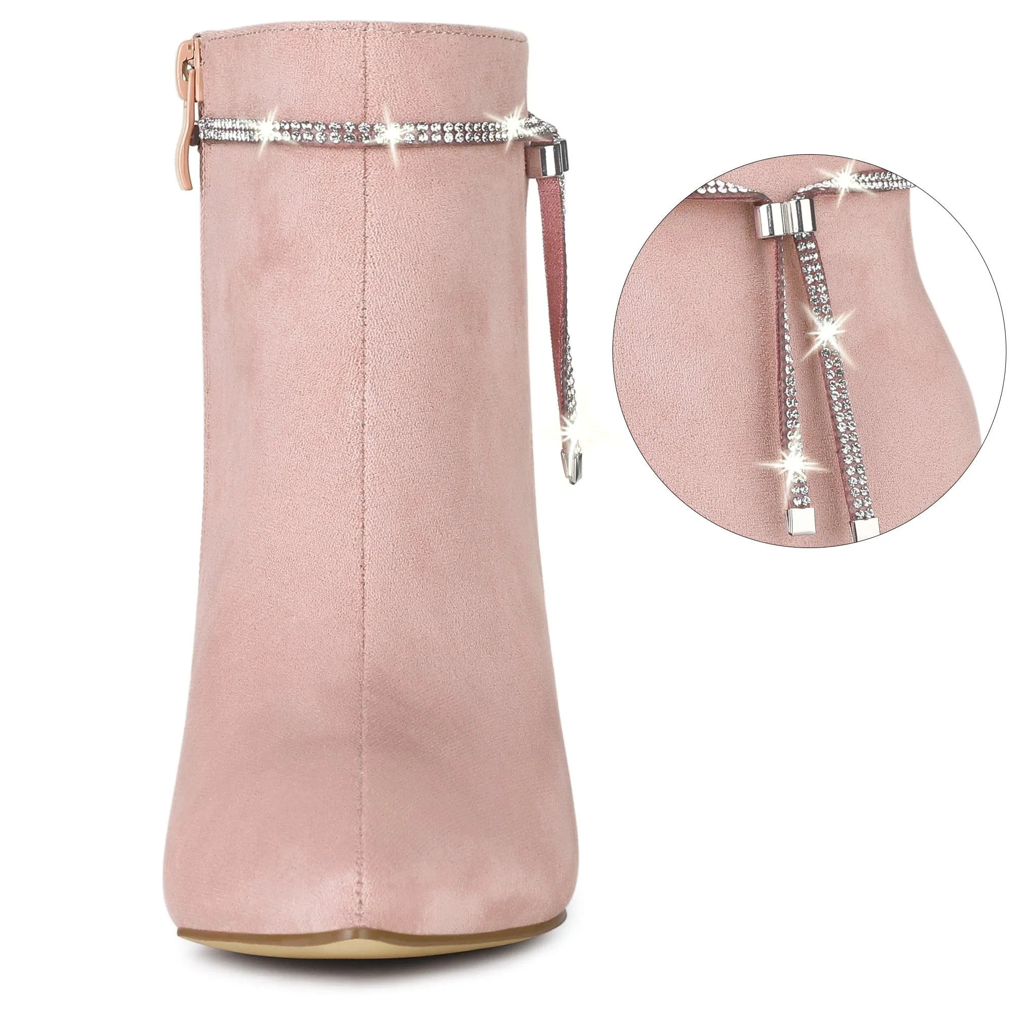 Bling Rhinestone Pointed Toe Stiletto Heel Ankle Boots