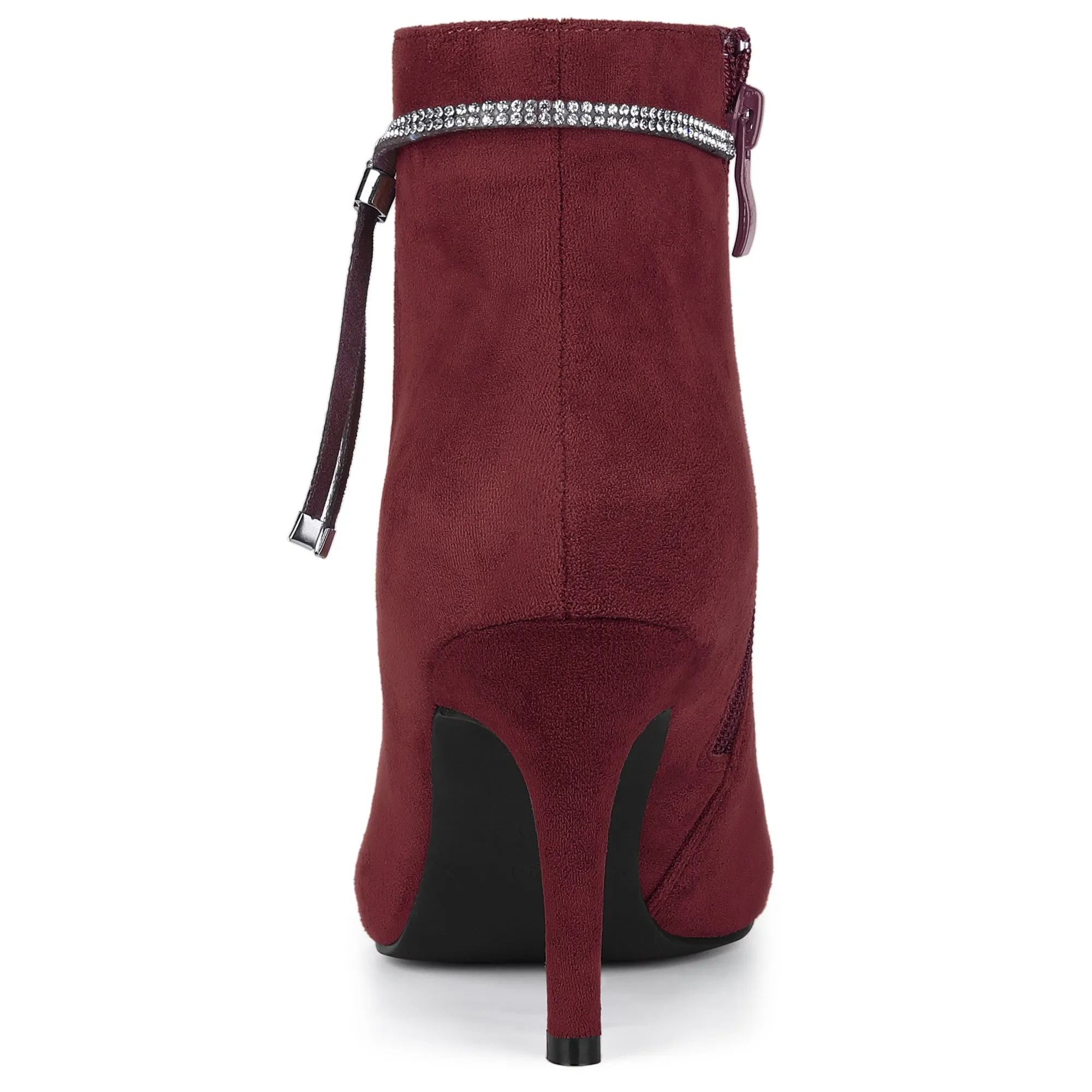 Bling Rhinestone Pointed Toe Stiletto Heel Ankle Boots