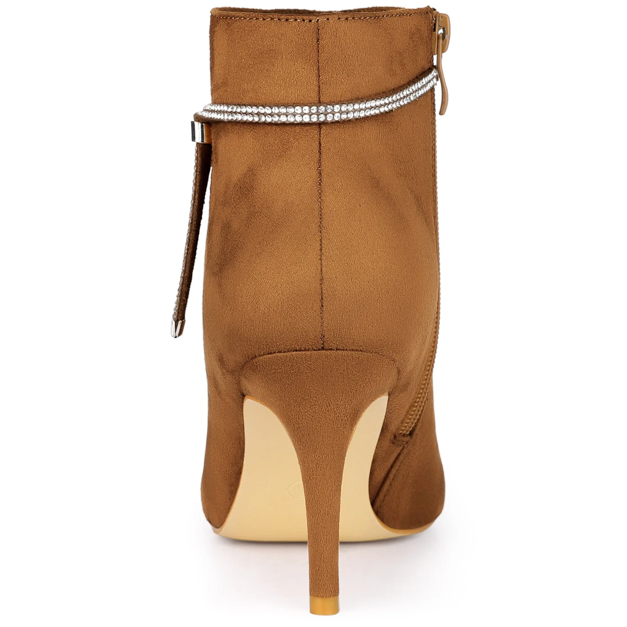 Bling Rhinestone Pointed Toe Stiletto Heel Ankle Boots