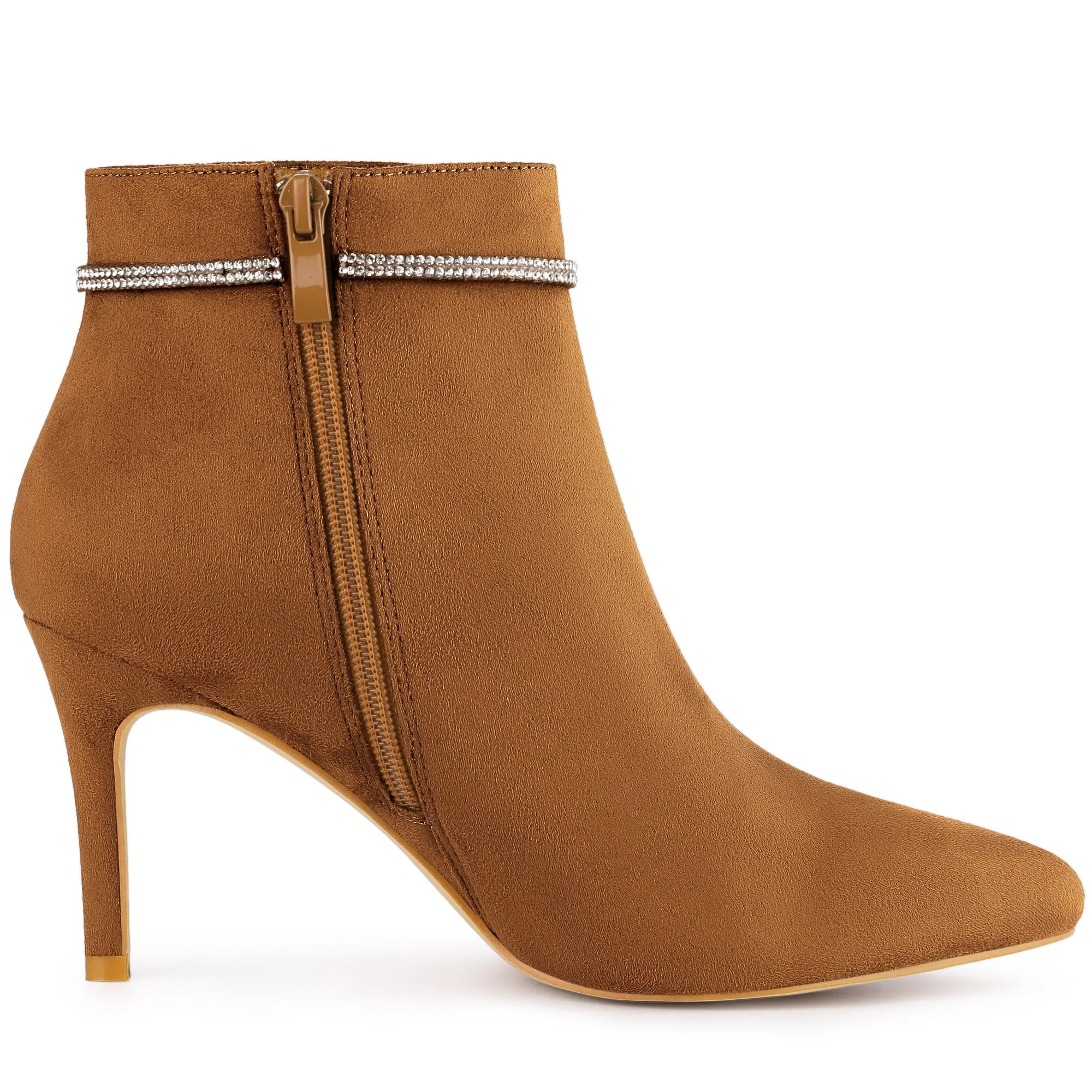 Bling Rhinestone Pointed Toe Stiletto Heel Ankle Boots