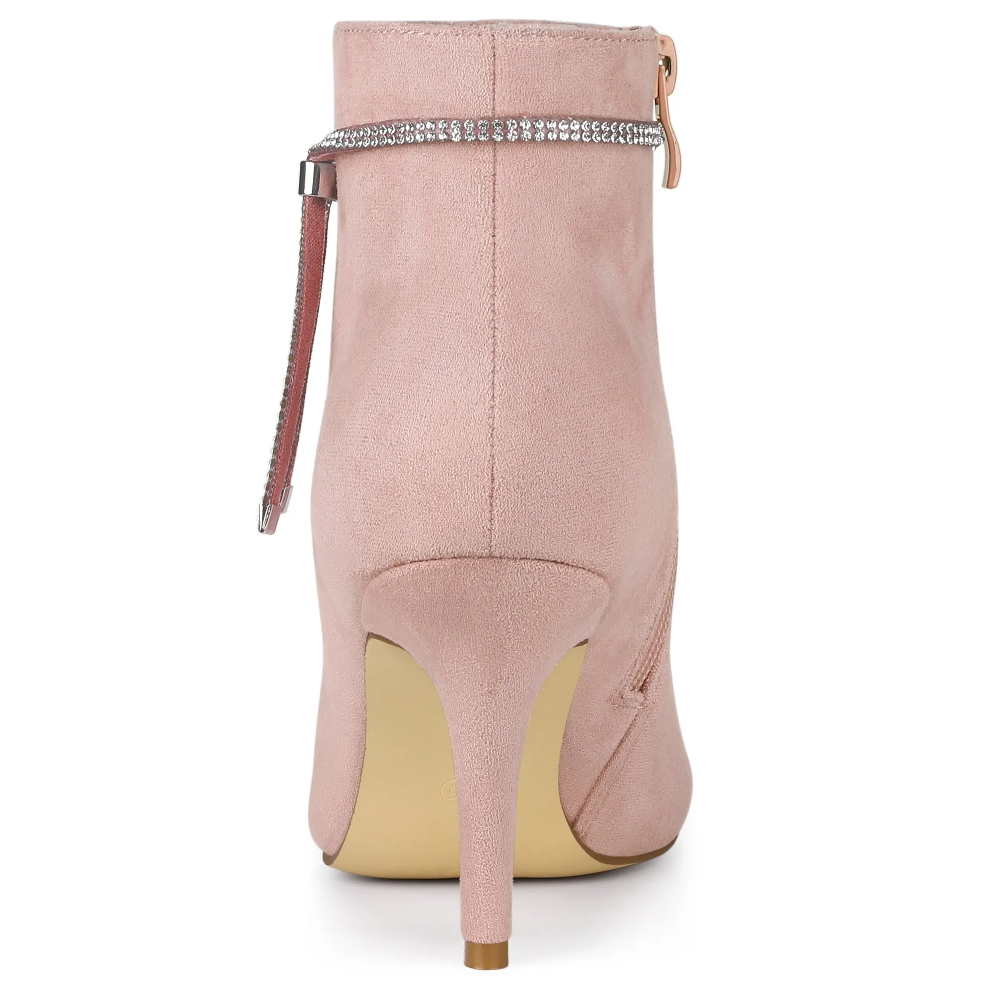 Bling Rhinestone Pointed Toe Stiletto Heel Ankle Boots
