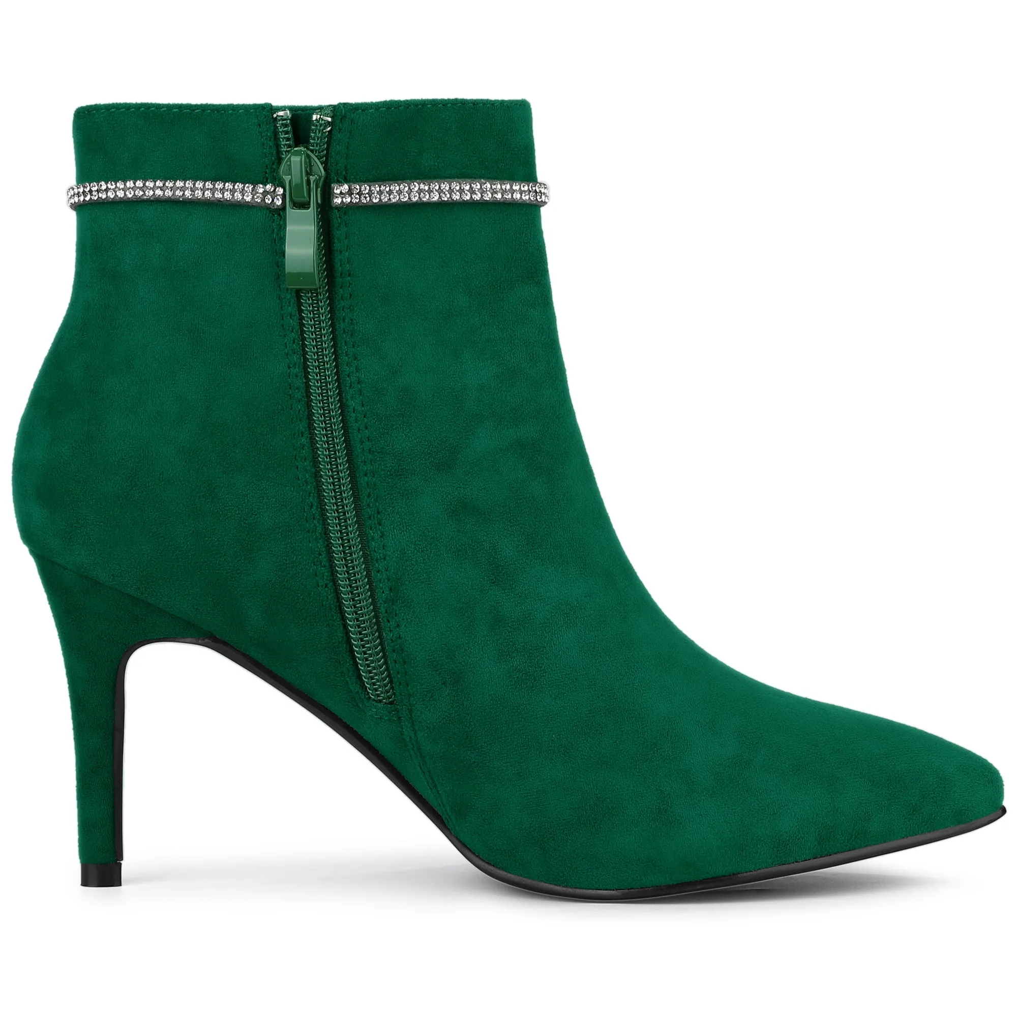Bling Rhinestone Pointed Toe Stiletto Heel Ankle Boots