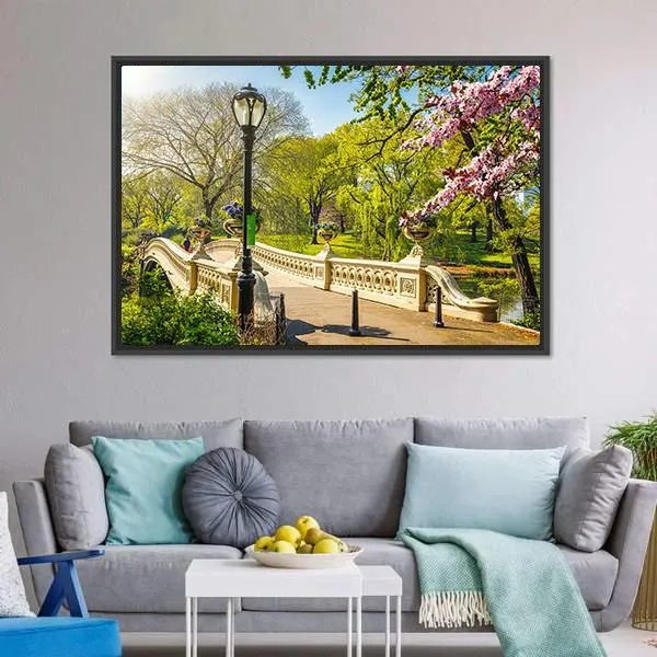 Bow Bridge In Central Park Canvas Wall Art
