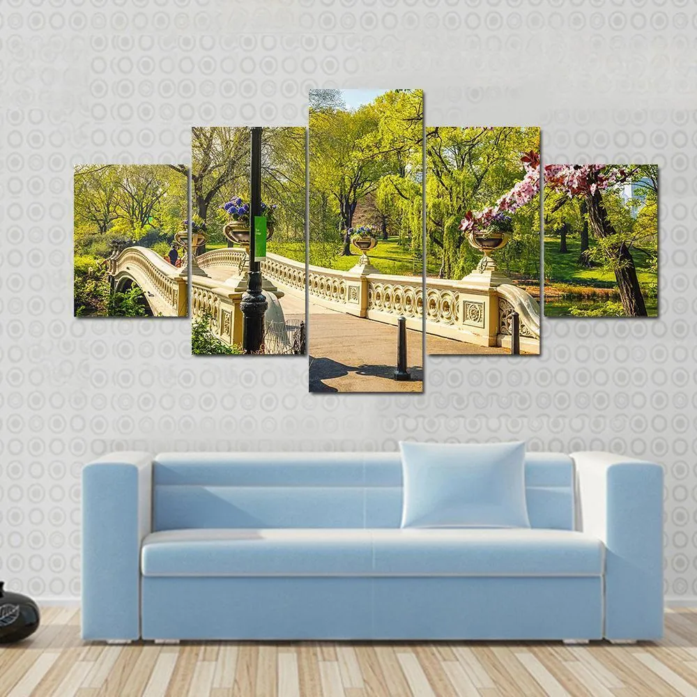 Bow Bridge In Central Park Canvas Wall Art