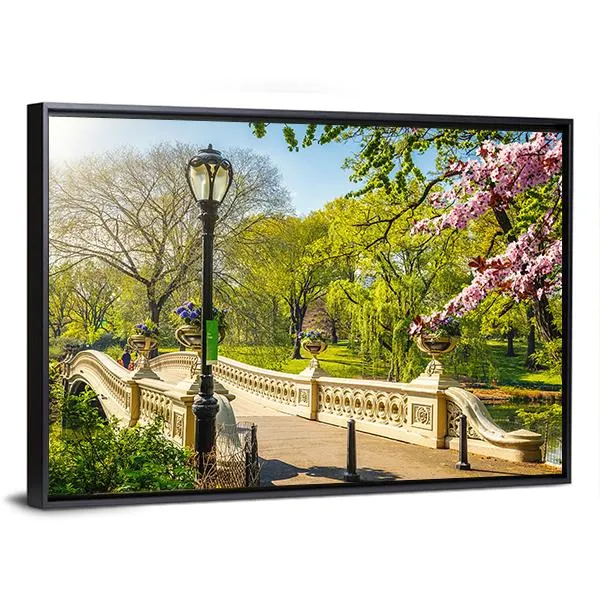 Bow Bridge In Central Park Canvas Wall Art