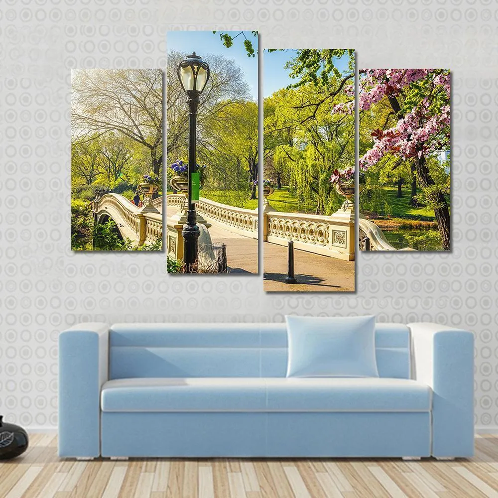 Bow Bridge In Central Park Canvas Wall Art