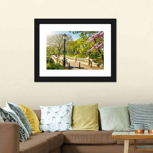 Bow Bridge In Central Park Canvas Wall Art