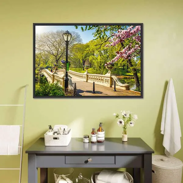 Bow Bridge In Central Park Canvas Wall Art