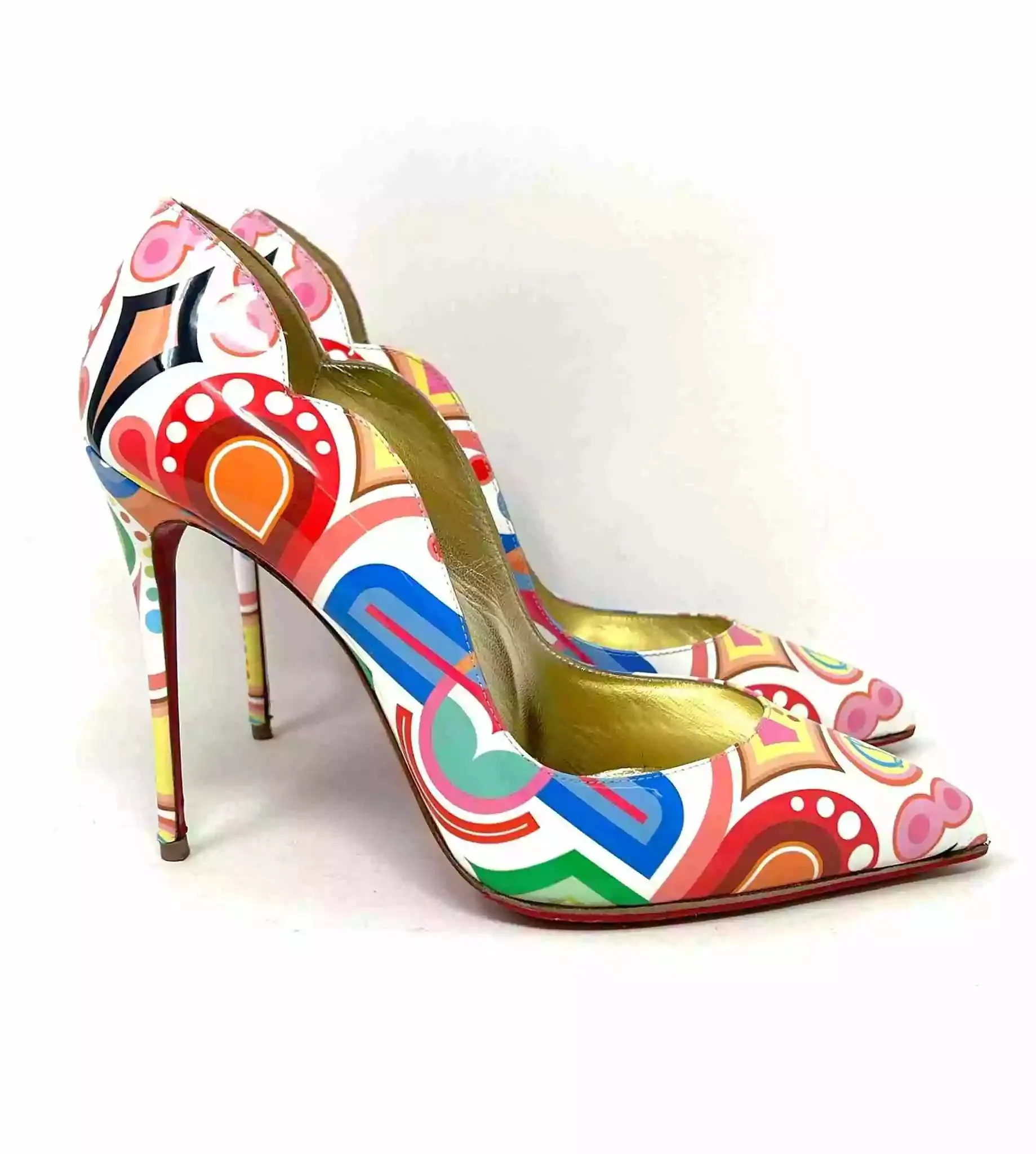 Christian Louboutin Hot Chick 100 Patent Tivoli Multicolor Pump Heels 39 UK 6