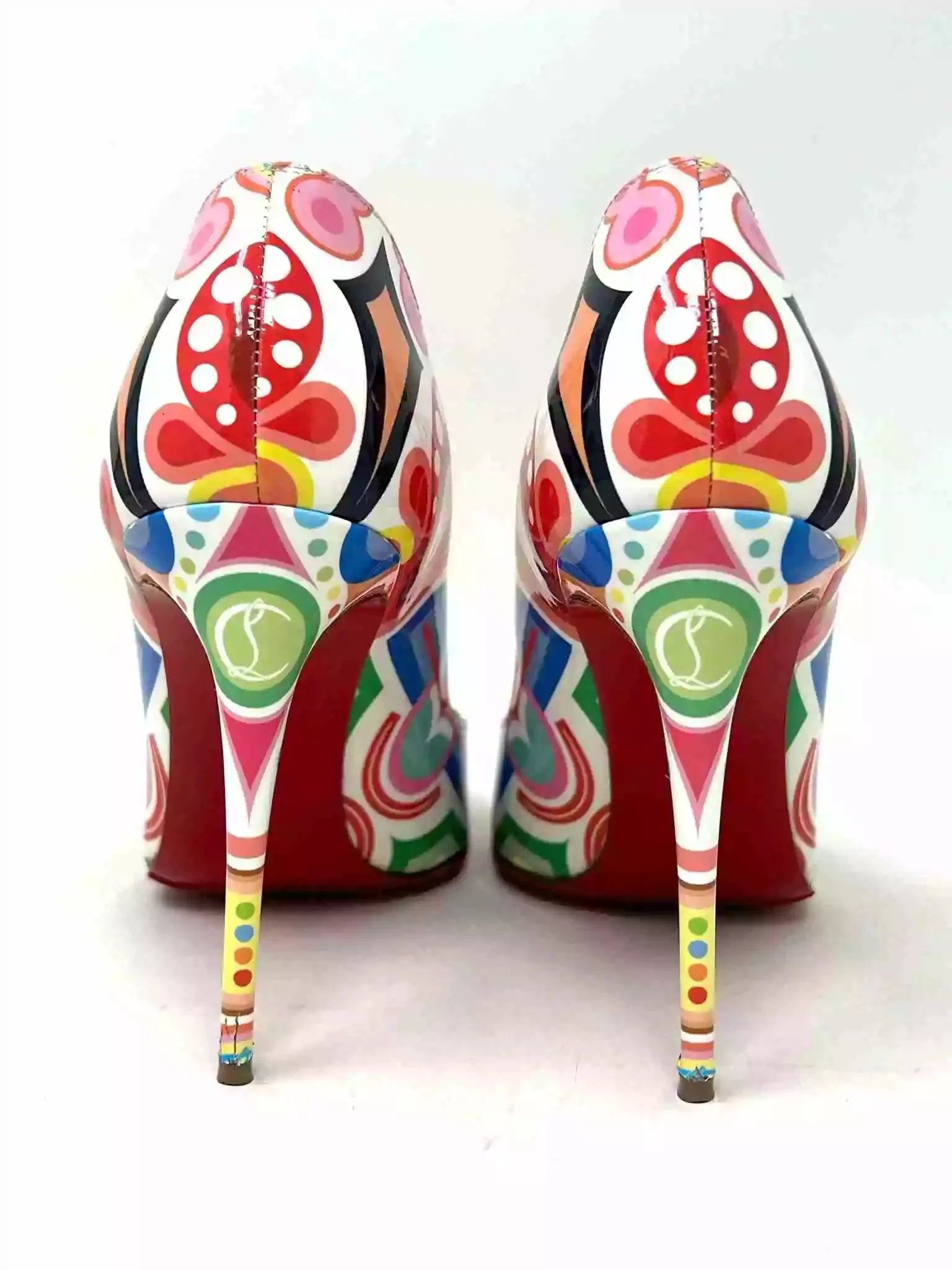 Christian Louboutin Hot Chick 100 Patent Tivoli Multicolor Pump Heels 39 UK 6