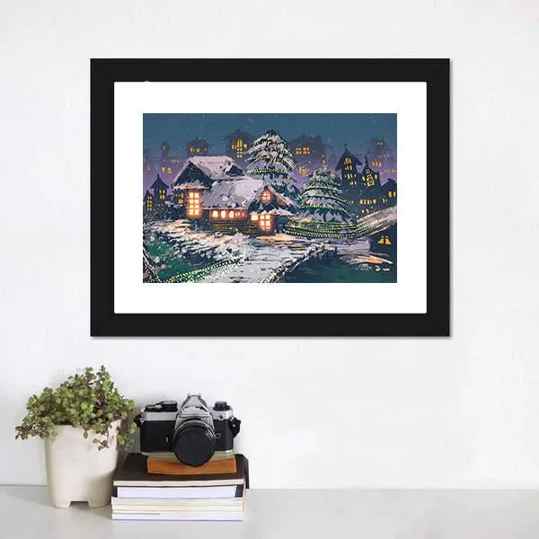 Christmas Night Scene Canvas Wall Art