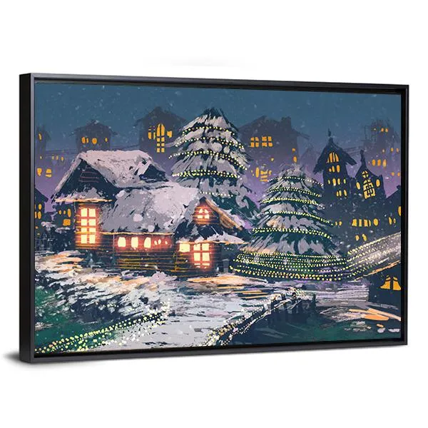 Christmas Night Scene Canvas Wall Art