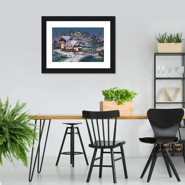 Christmas Night Scene Canvas Wall Art