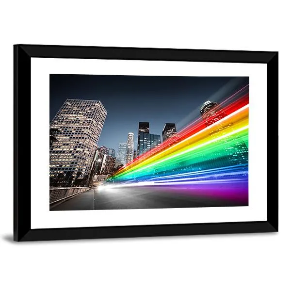 Colorful Rainbow Bus Traffic Canvas Wall Art
