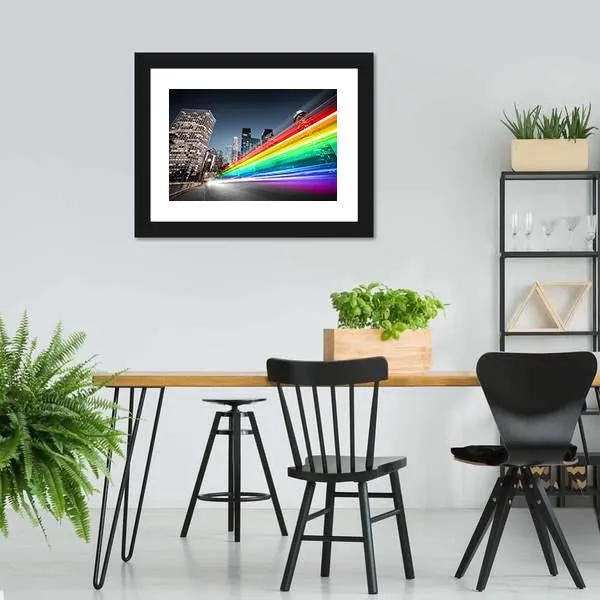 Colorful Rainbow Bus Traffic Canvas Wall Art