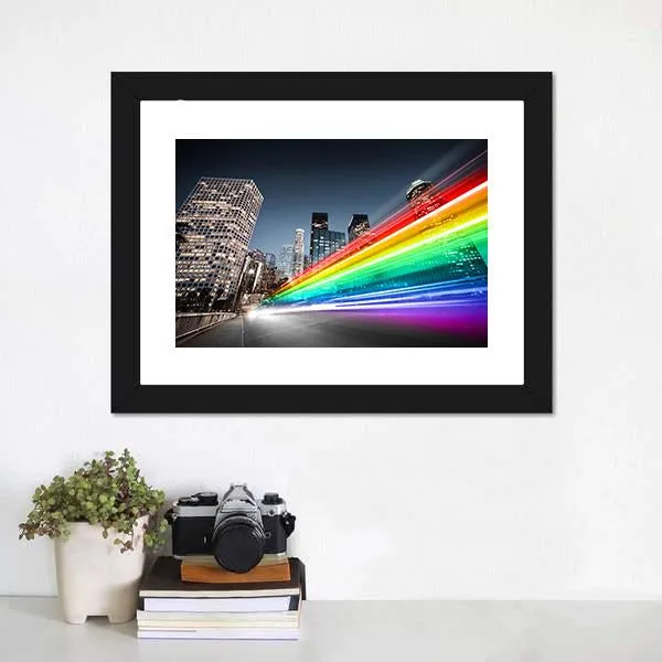 Colorful Rainbow Bus Traffic Canvas Wall Art