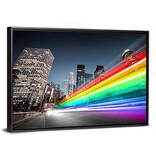Colorful Rainbow Bus Traffic Canvas Wall Art