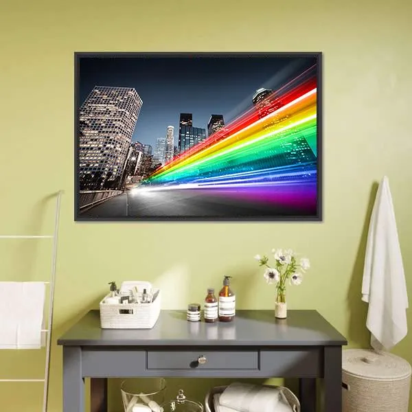 Colorful Rainbow Bus Traffic Canvas Wall Art