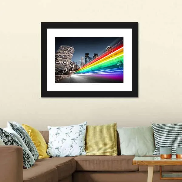 Colorful Rainbow Bus Traffic Canvas Wall Art