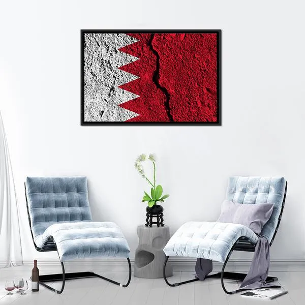Cracked Bahrain Flag Canvas Wall Art