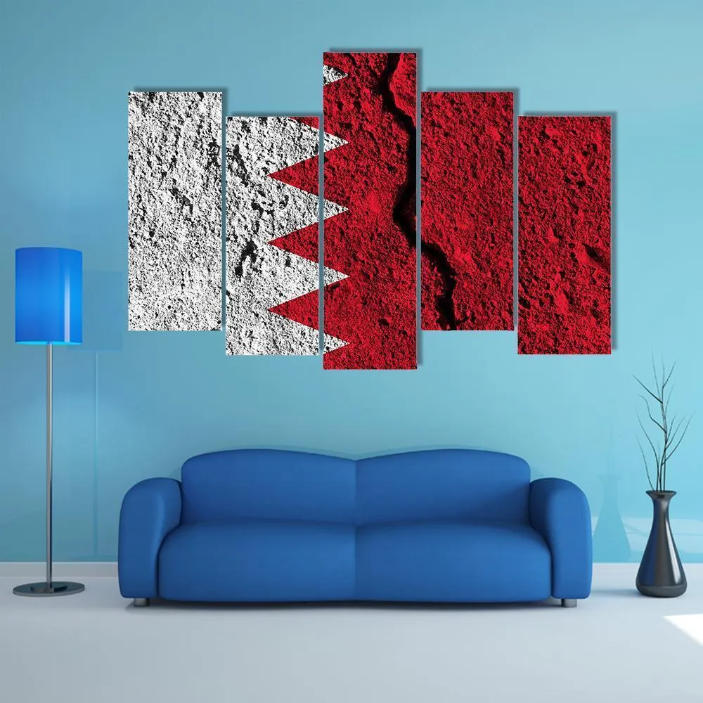 Cracked Bahrain Flag Canvas Wall Art