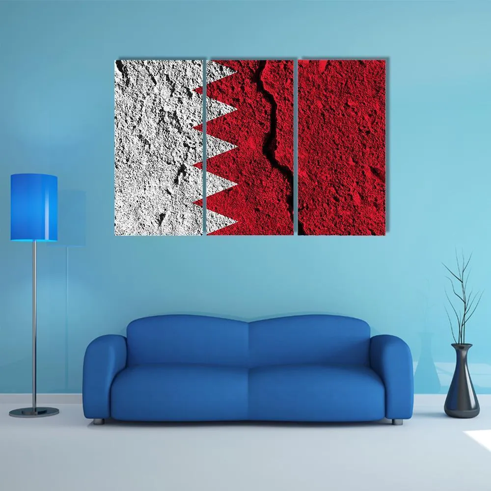 Cracked Bahrain Flag Canvas Wall Art