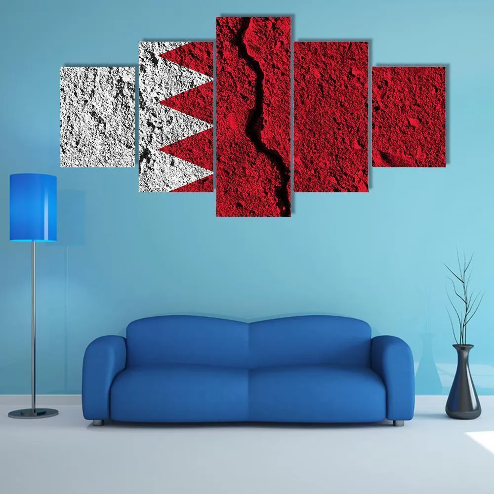 Cracked Bahrain Flag Canvas Wall Art