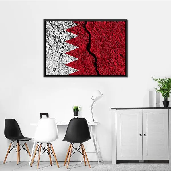Cracked Bahrain Flag Canvas Wall Art