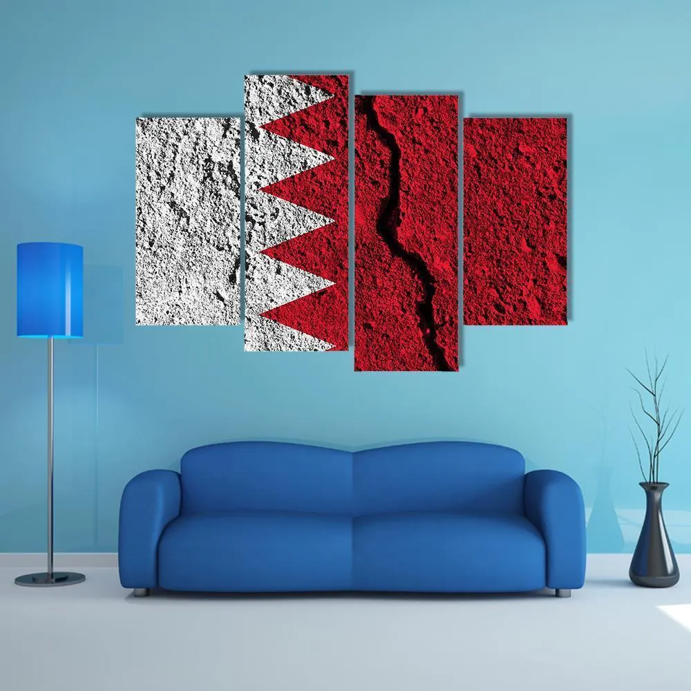 Cracked Bahrain Flag Canvas Wall Art