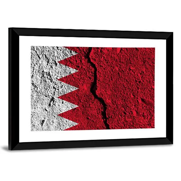 Cracked Bahrain Flag Canvas Wall Art