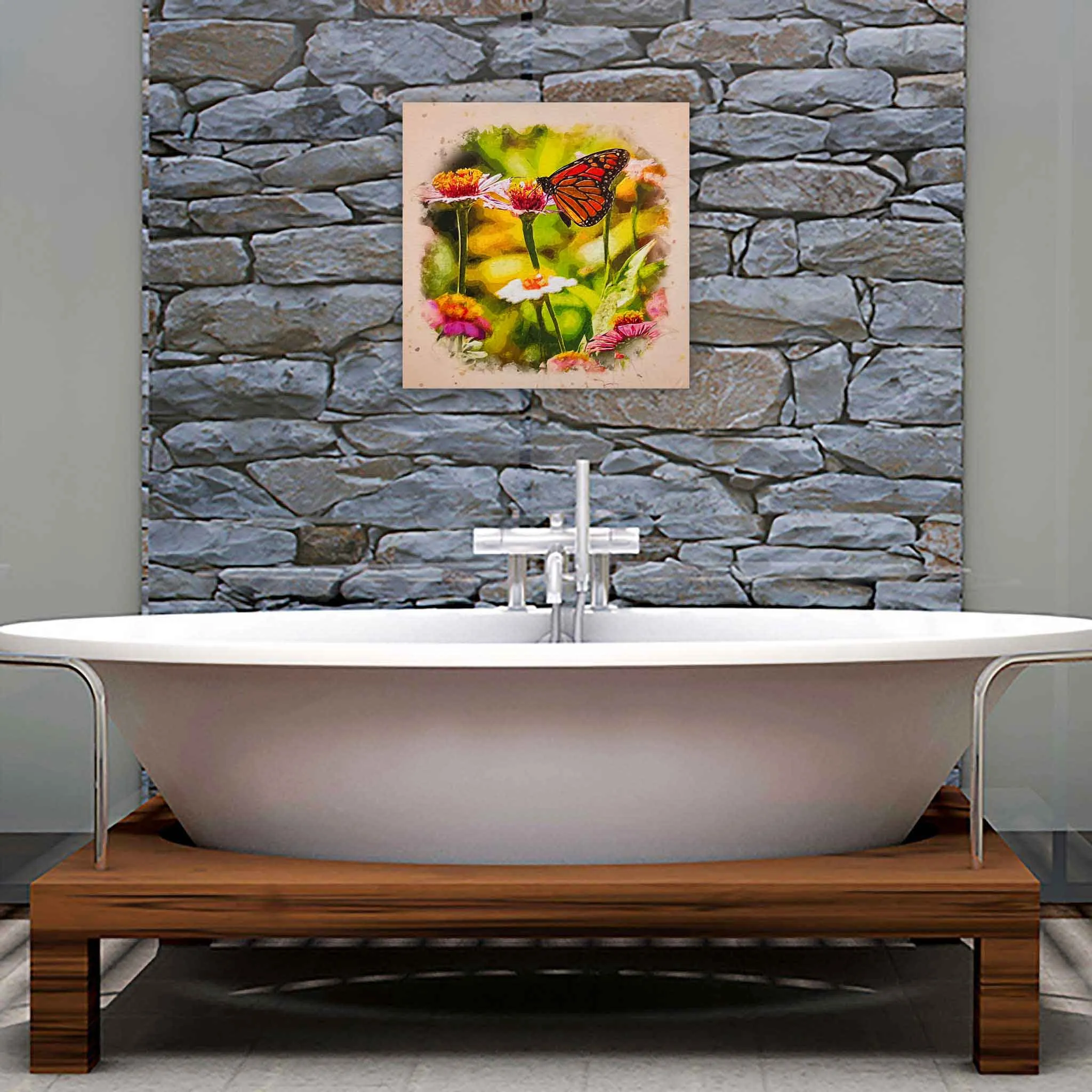 ECC "Monarch on Colorful Cosmos" Framed Canvas Print