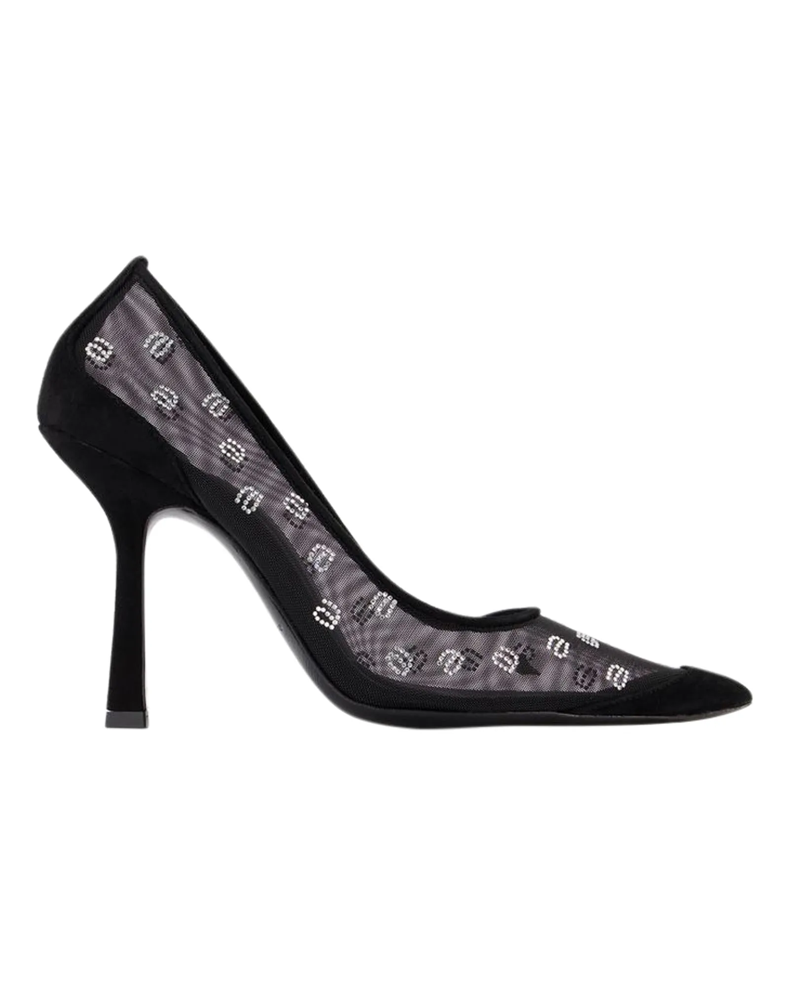 Elegant Mesh Slip-On Sandals with Rhinestone Logo Detail