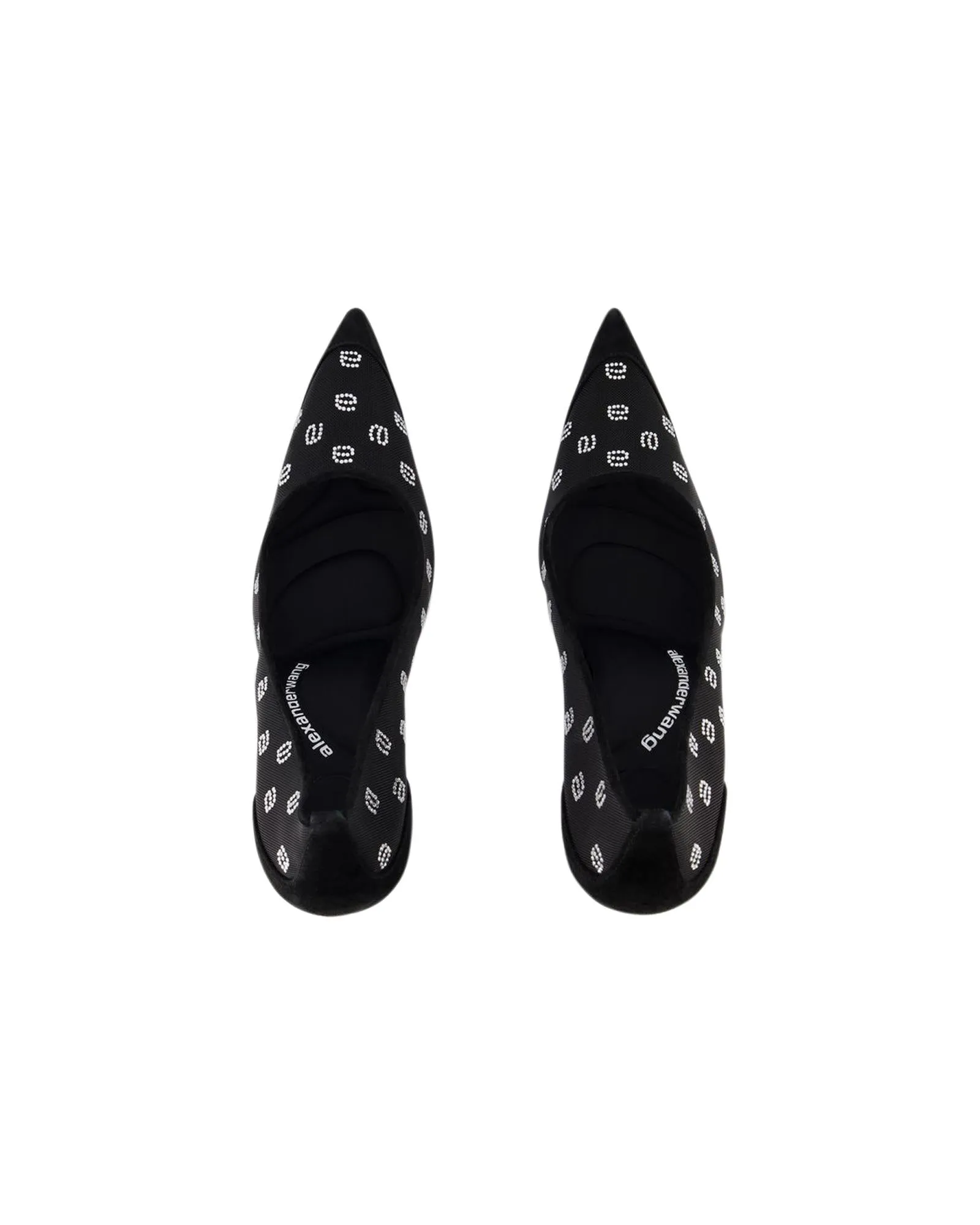 Elegant Mesh Slip-On Sandals with Rhinestone Logo Detail
