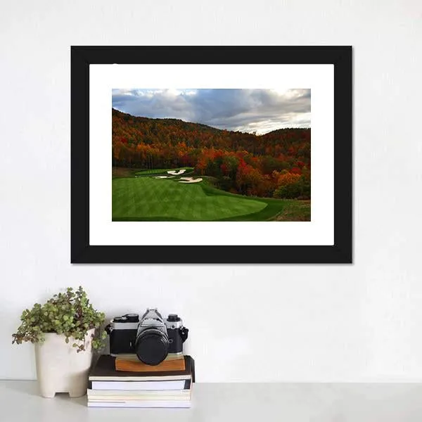 Golf Course In Mountains Canvas Wall Art
