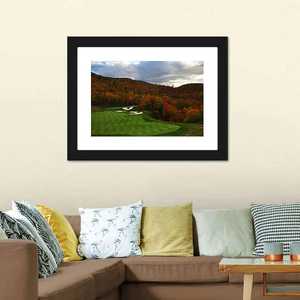 Golf Course In Mountains Canvas Wall Art