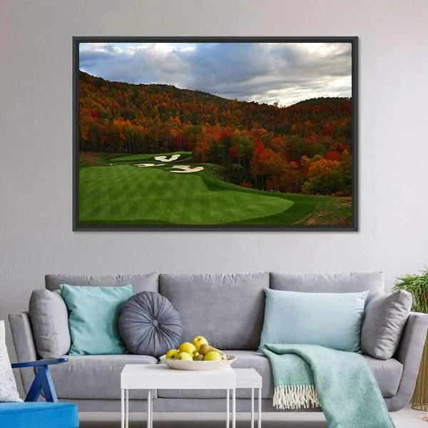 Golf Course In Mountains Canvas Wall Art