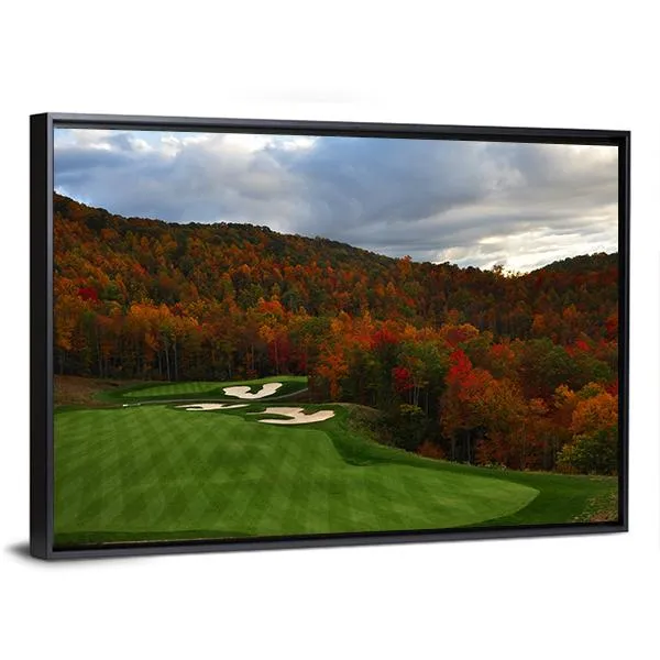 Golf Course In Mountains Canvas Wall Art