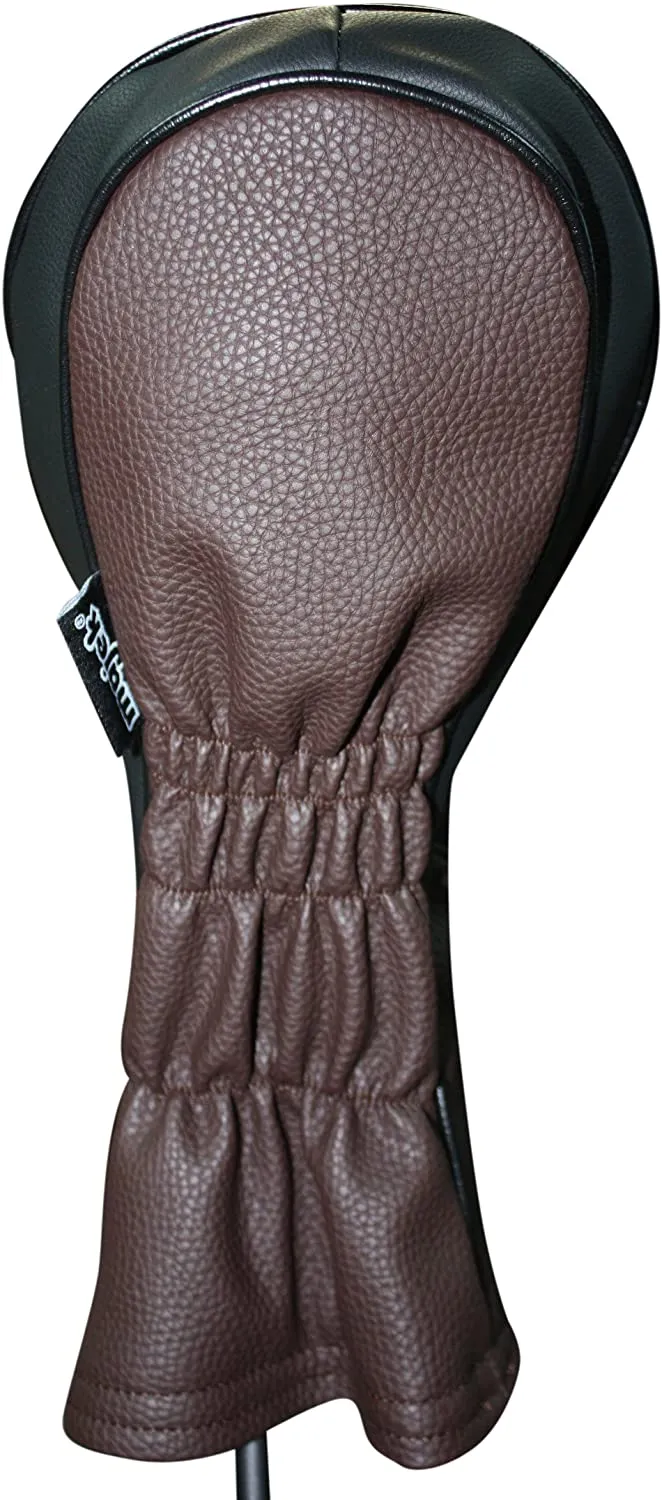 Majek Retro Golf Headcover Brown and Black Vintage Leather Style #1 Driver