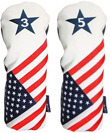 Majek Retro Golf Headcovers USA Vintage Leather Style